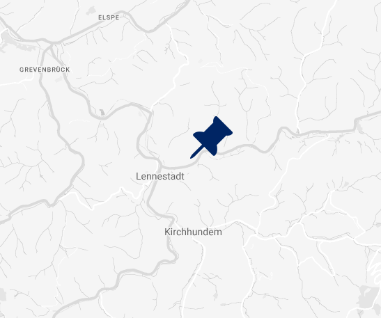 Ein Kartenausschnitt zeigt den Standort in Lennestadt mit den umliegenden Ortschaften